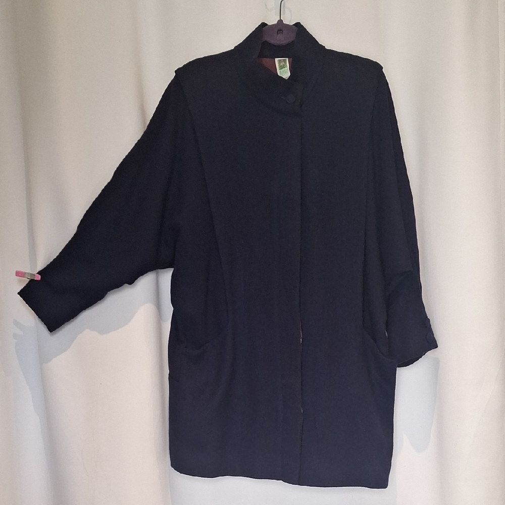 Branigan Weavers Woven 100% Lambswool Navy Blue Coat Size S